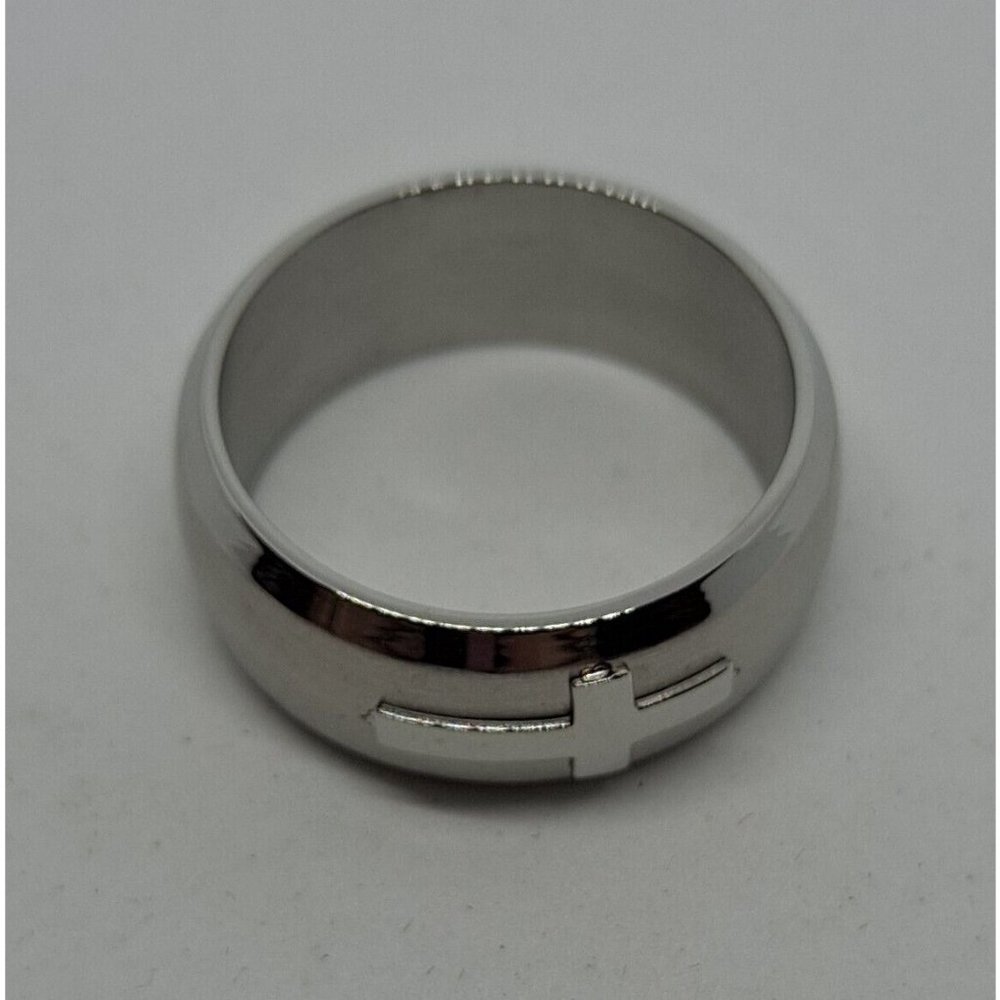 Avon Cross Wedding Band Men's Ring Beveled Edge Stainless Steel Size 10